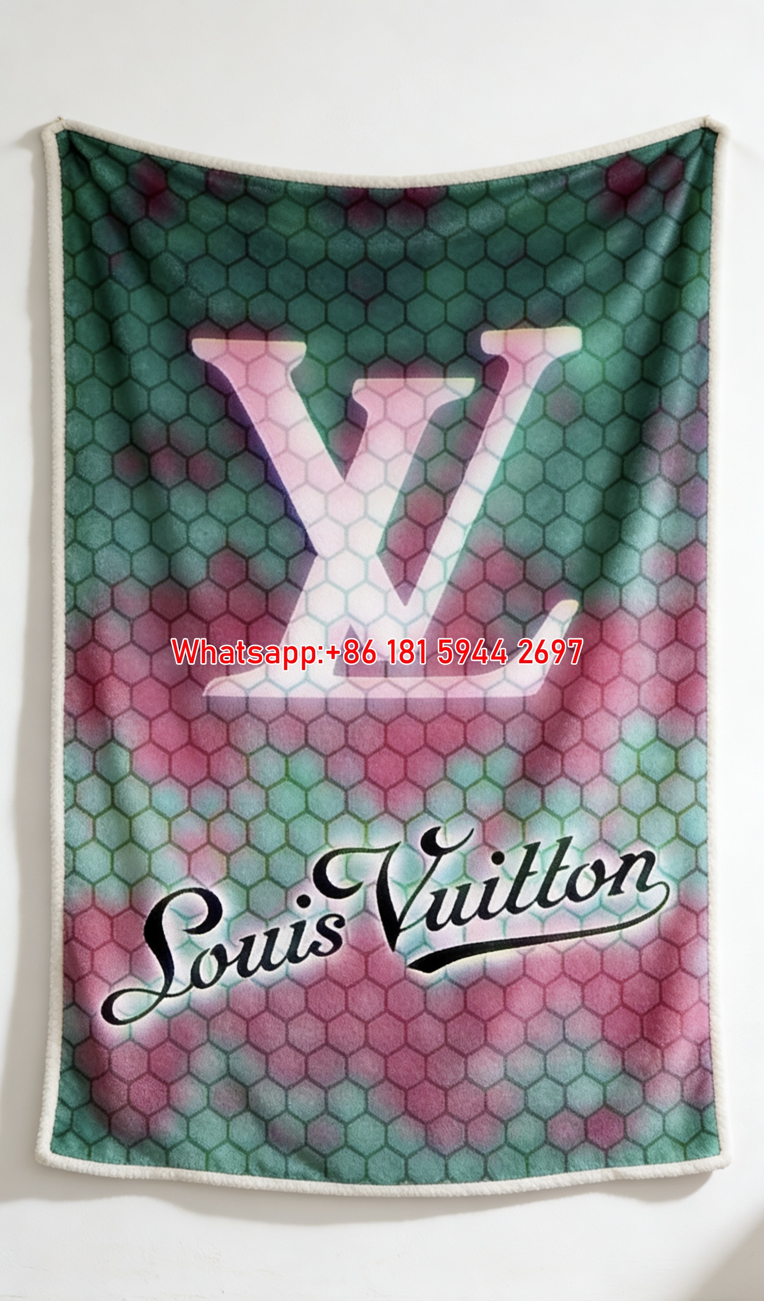 LV Hexagon Gradient Blanket Neon LV Monogram Blanket 082